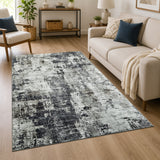 Modern Grey Abstract Rug with Distressed Concrete Look