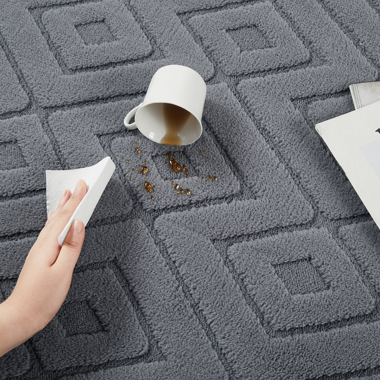 Modern Geometric Tufted Non-Slip High-Low Pattern Rugs