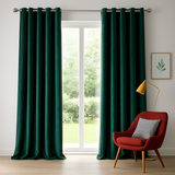 Green Velvet Eyelet Curtains