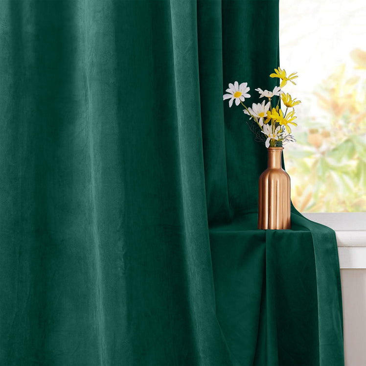 Green Velvet Eyelet Curtains