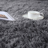 Large Grey Shaggy Rug Faux Fur Soft Fluffy