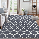 Non-Slip Geometric Lattice Printed Area Rug Grey