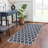 Non-Slip Geometric Lattice Printed Area Rug Grey