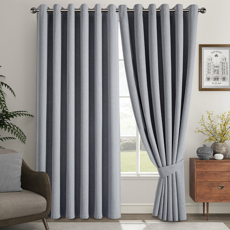 Blackout Linen Curtains, Eyelet Design - Thick & Heavy