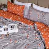 Printed Duvet Cover Set Rust Flower