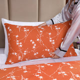 Printed Duvet Cover Set Rust Flower