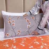 Printed Duvet Cover Set Rust Flower