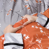 Printed Duvet Cover Set Rust Flower