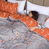 Printed Duvet Cover Set Rust Flower