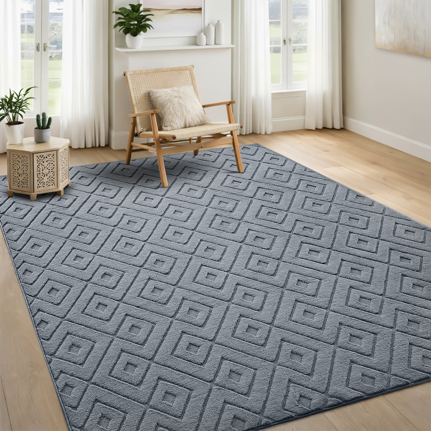 Homart Rug Patterns Modern Geometric Tufted Non-Slip High-Low Pattern Rugs
