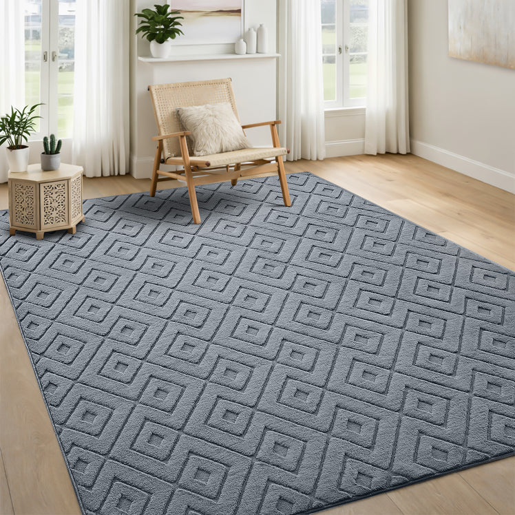 Modern Geometric Tufted Non-Slip High-Low Pattern Rugs