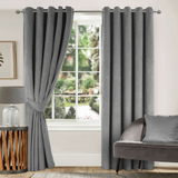 Grey Velvet Eyelet Curtains