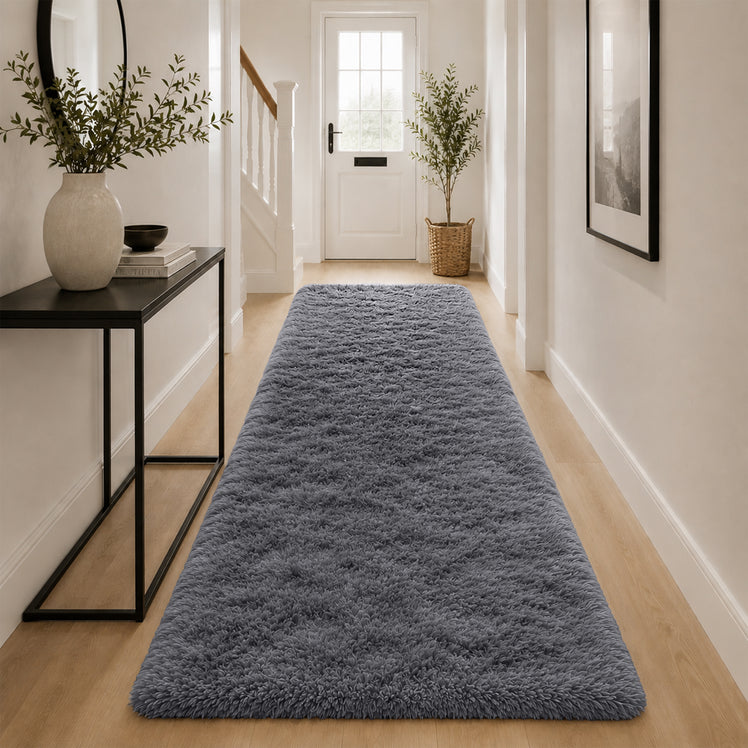Large Grey Shaggy Rug Faux Fur Soft Fluffy