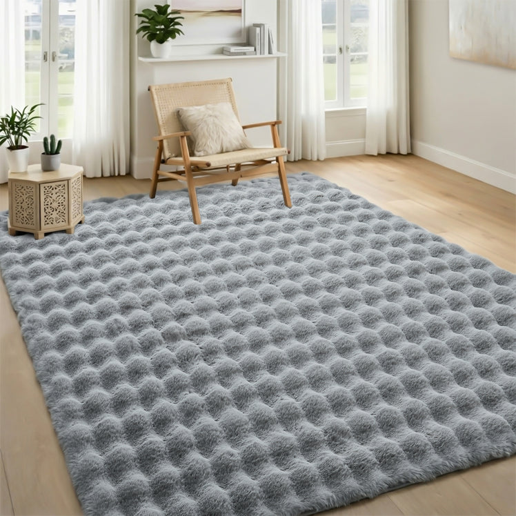 Soft Bubble Rug – Faux Fur Textured Washable Area Rug