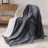 Grey Sherpa Throw Blanket