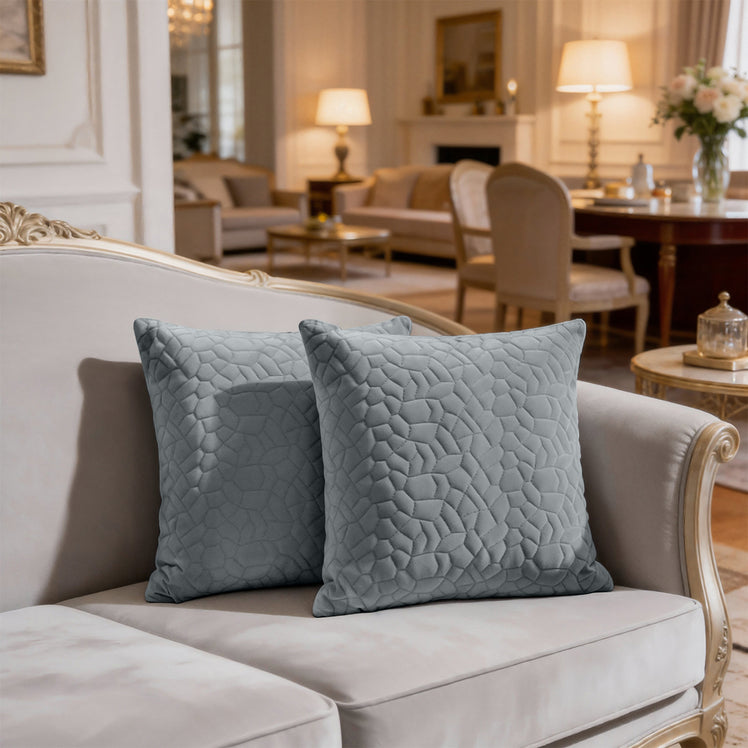 Velvet Embossed Pattern Cushion Covers Pebbles