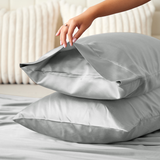 Satin Silk Pillowcases Pair Grey