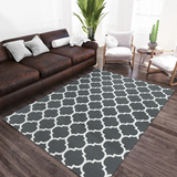 Non-Slip Geometric Lattice Printed Area Rug Grey