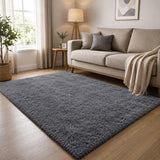 Large Grey Shaggy Rug Faux Fur Soft Fluffy