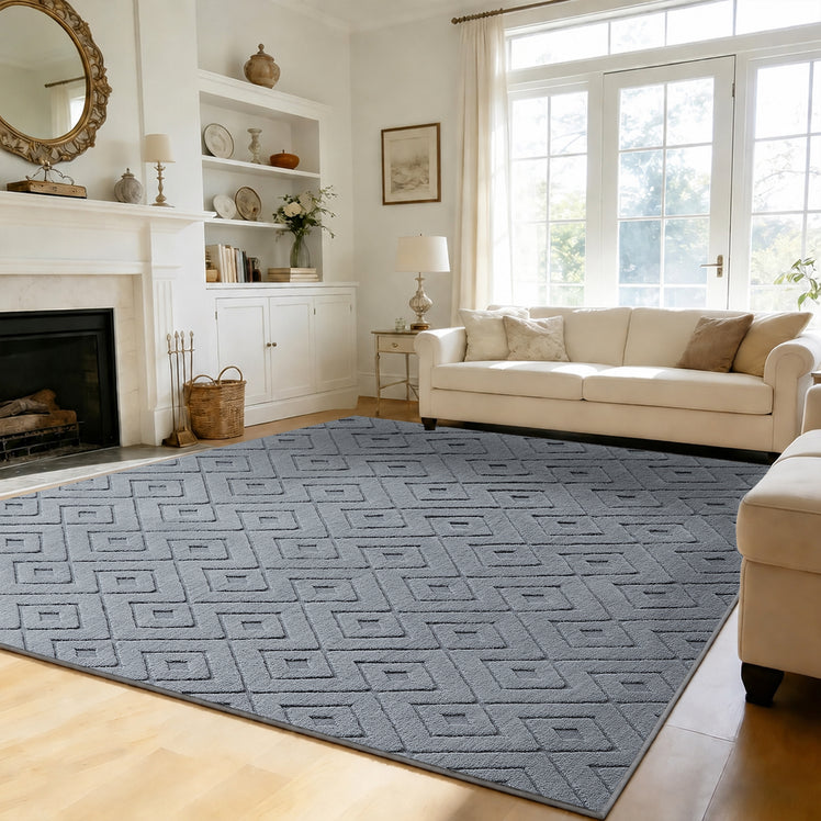 Modern Geometric Tufted Non-Slip High-Low Pattern Rugs