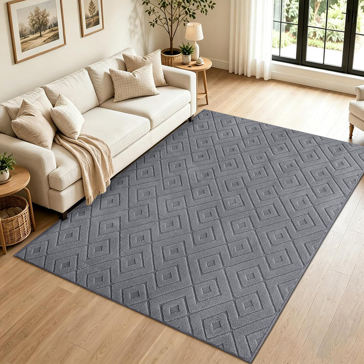 Modern Geometric Tufted Non-Slip High-Low Pattern Rugs