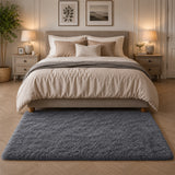 Large Grey Shaggy Rug Faux Fur Soft Fluffy