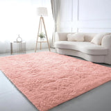 Pink Shaggy Rug Faux Fur Anti Slip Soft Fluffy