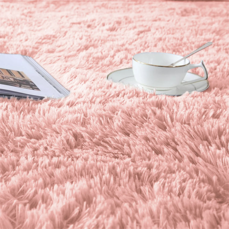 Pink Shaggy Rug Faux Fur Anti Slip Soft Fluffy