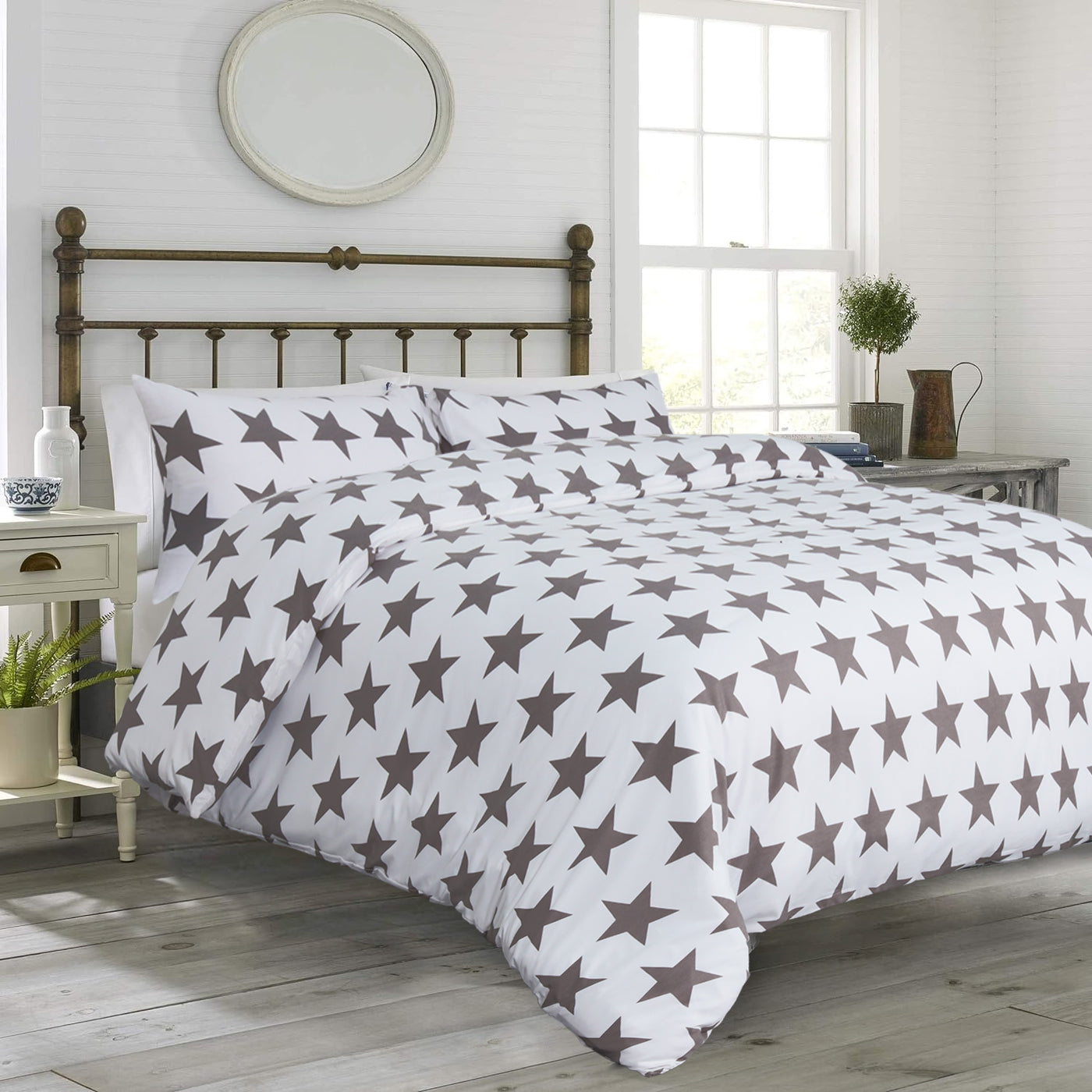 Printed Duvet Cover Grey Star