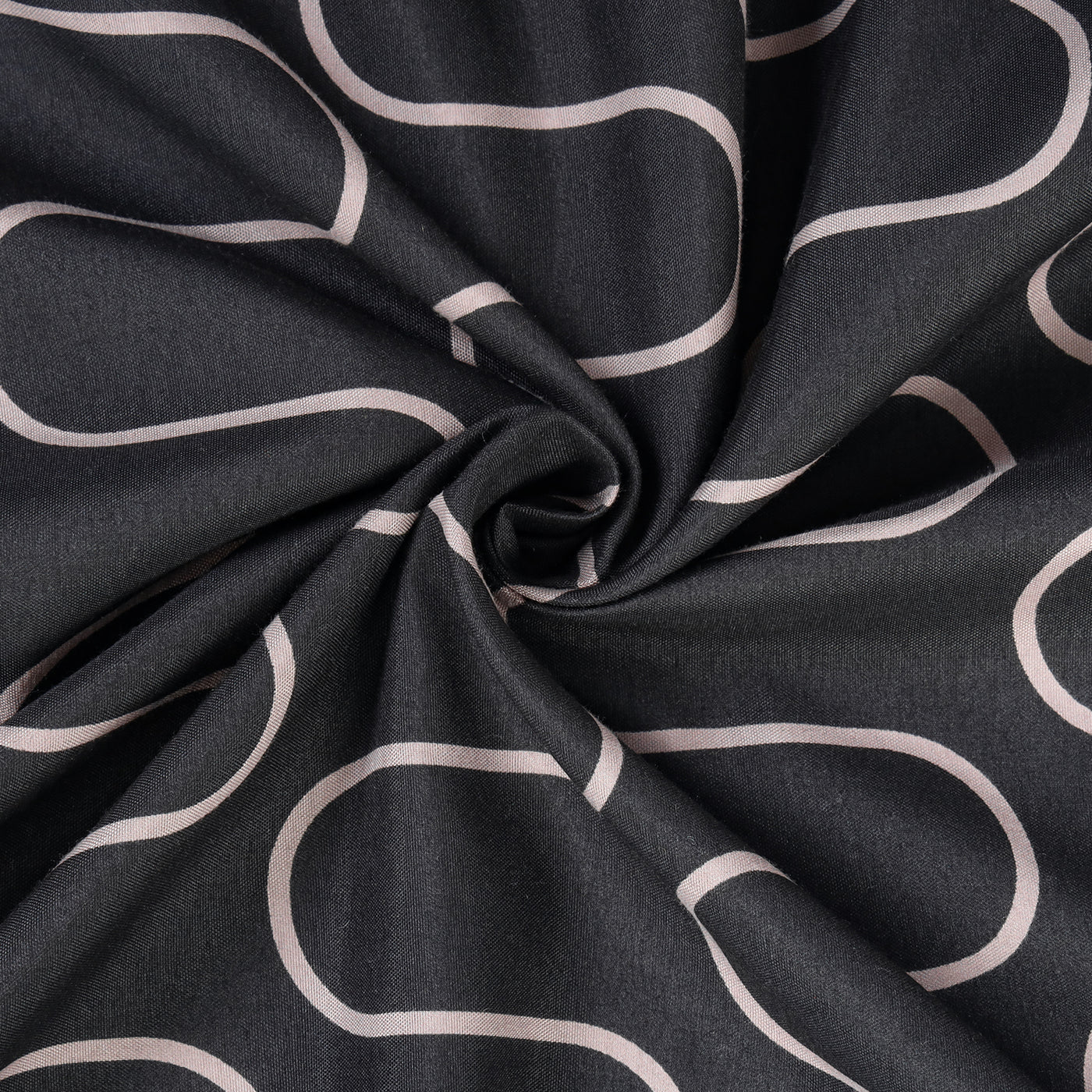 Waves Printed Duvet Cover Set Grey & Black