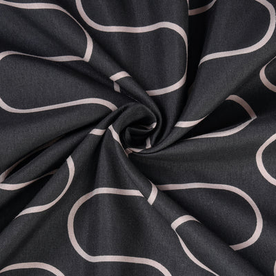Waves Printed Duvet Cover Set Grey & Black