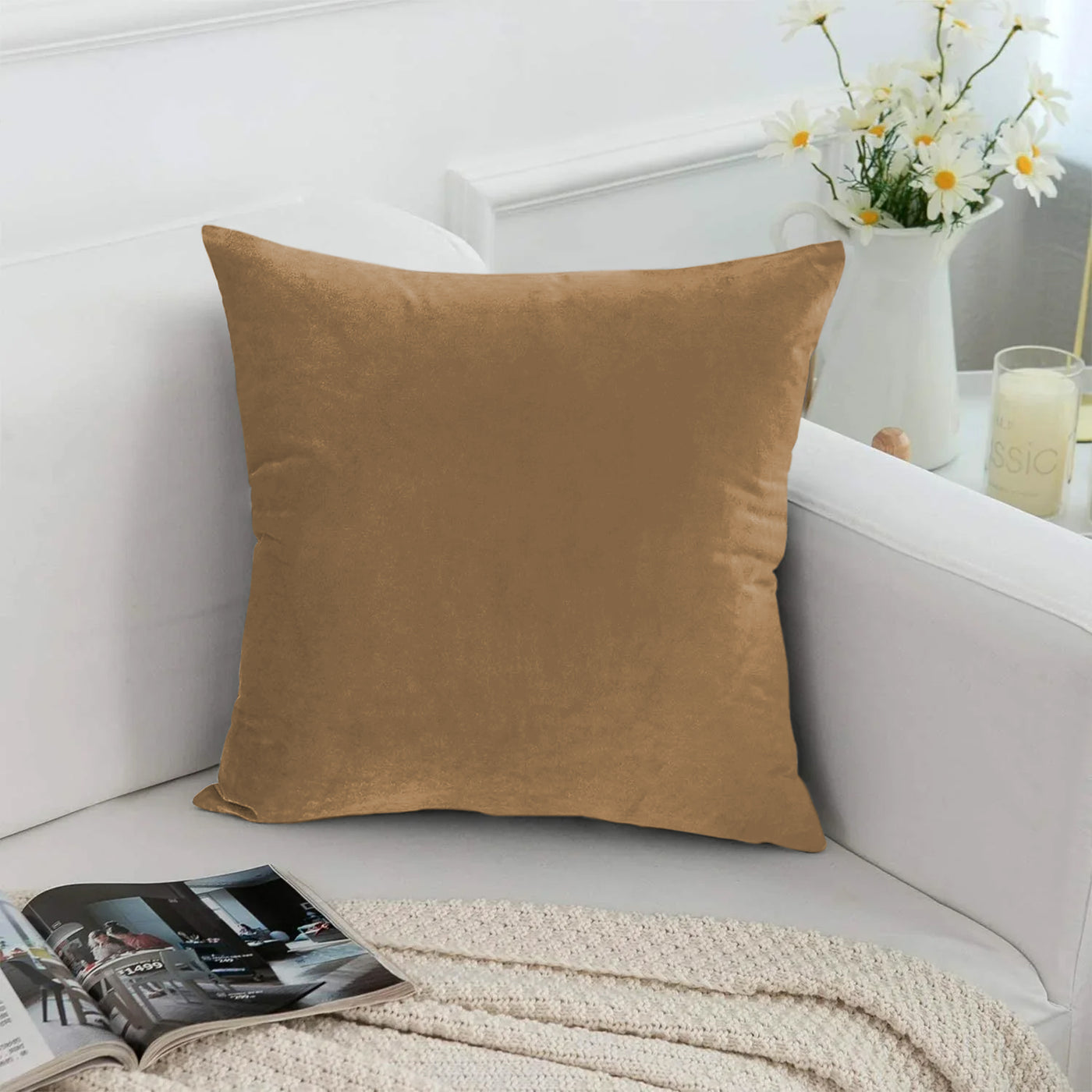 Brown Velvet Cushion Cover & Cushion Fillers Pad