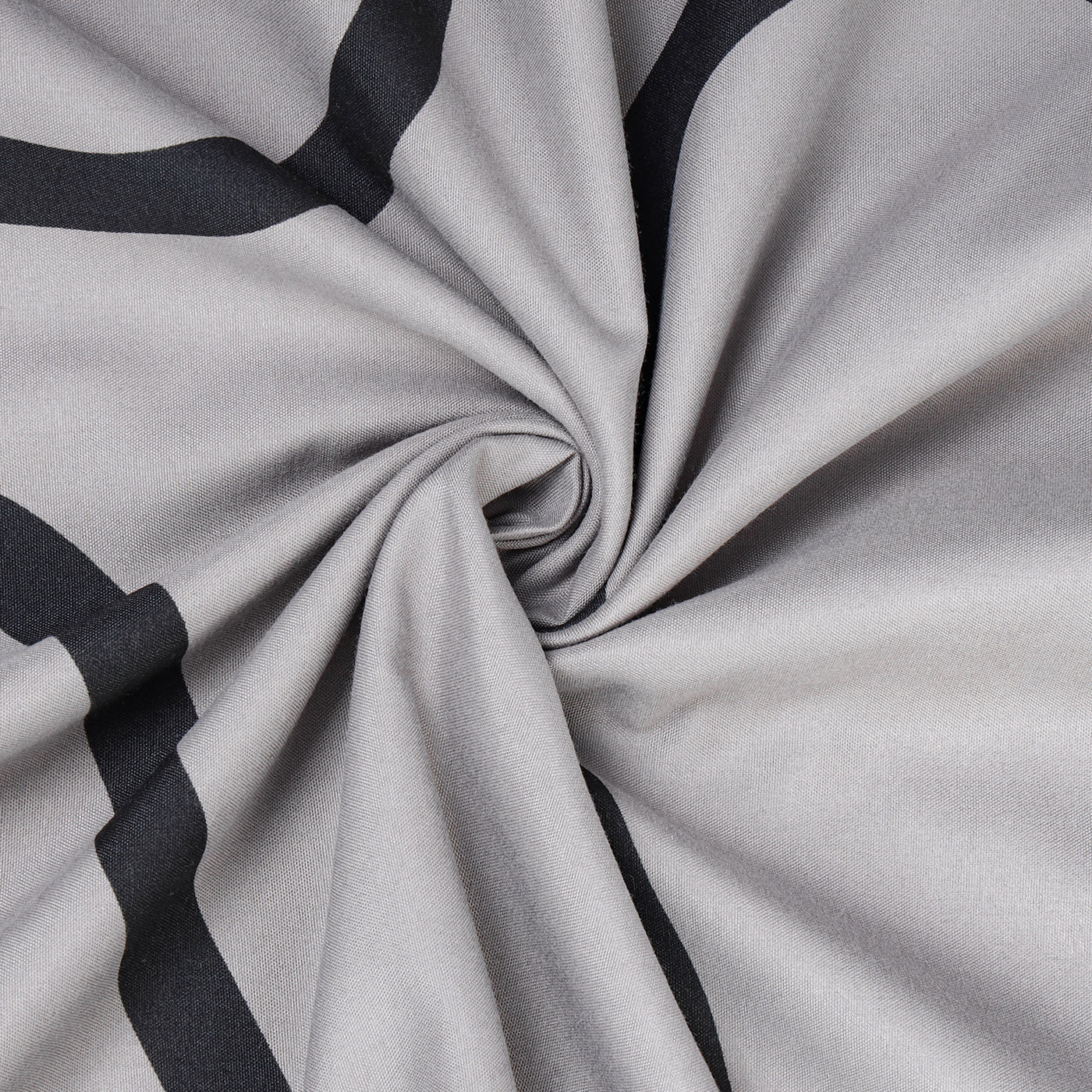Waves Printed Duvet Cover Set Grey & Black