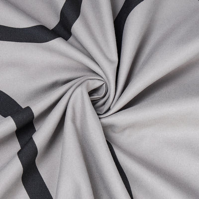 Waves Printed Duvet Cover Set Grey & Black