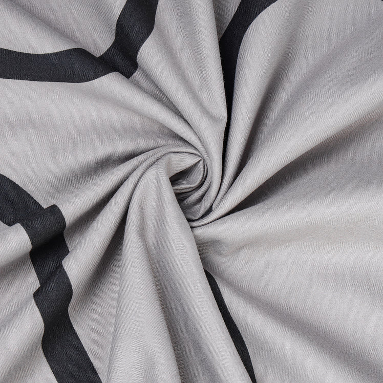 Waves Printed Duvet Cover Set Grey & Black