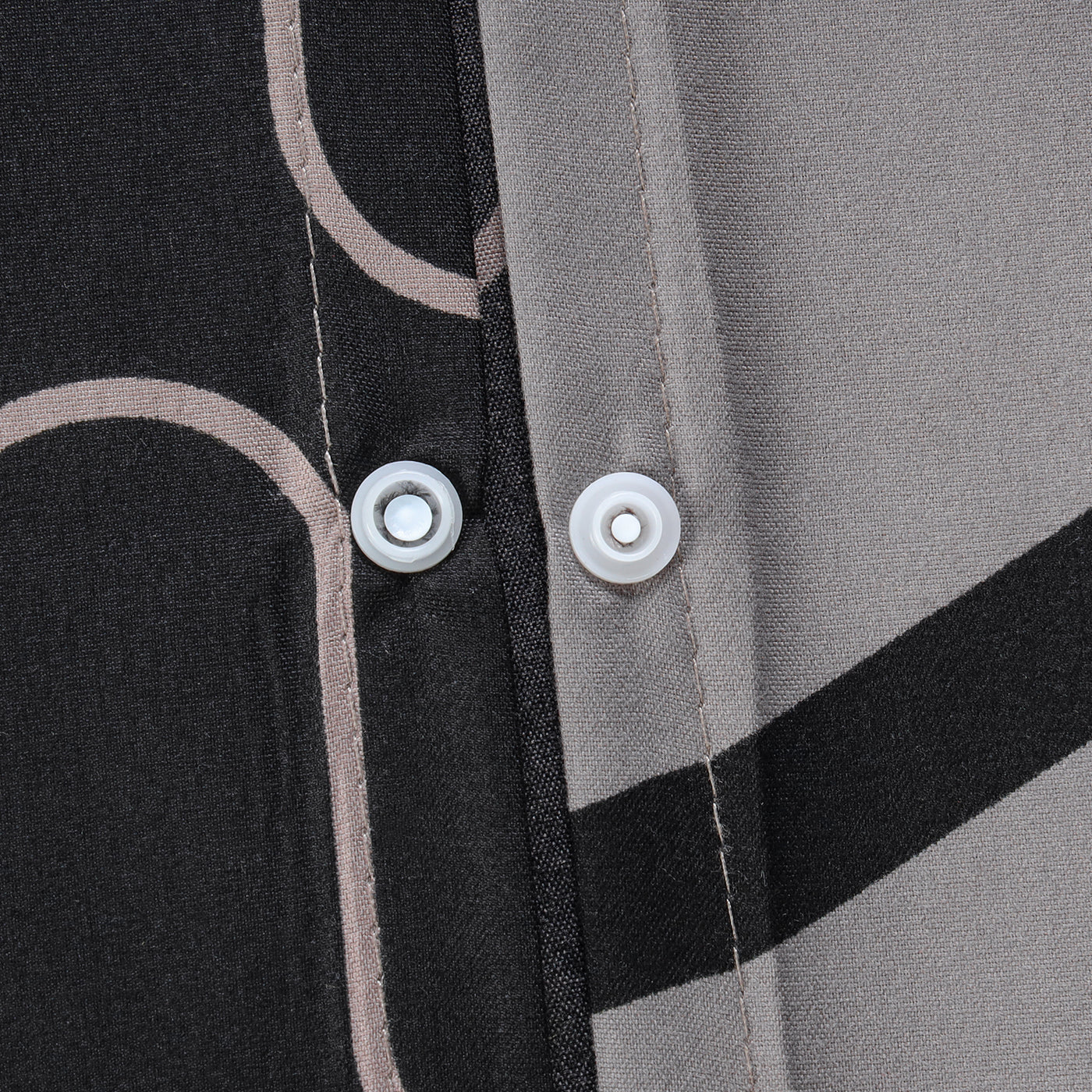 Waves Printed Duvet Cover Set Grey & Black