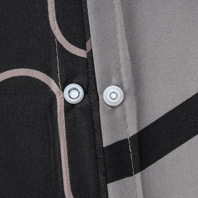 Waves Printed Duvet Cover Set Grey & Black