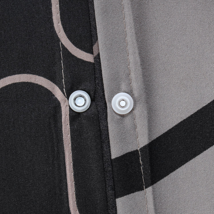 Waves Printed Duvet Cover Set Grey & Black
