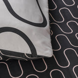 Waves Printed Duvet Cover Set Grey & Black