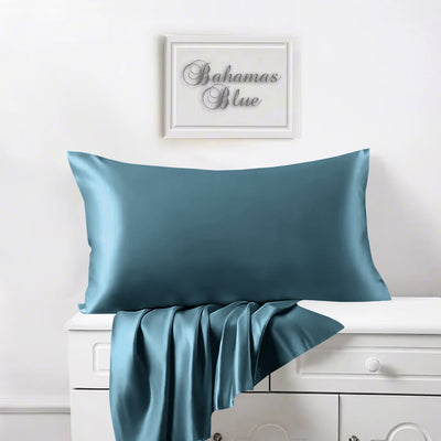 Satin Silk Pillowcases Pair indigo