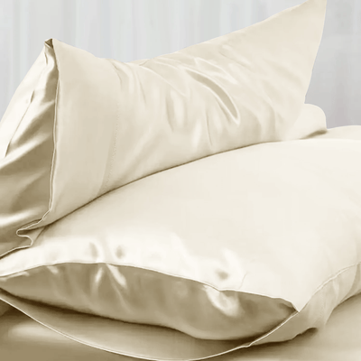 Satin Silk Pillowcases Pair Ivory