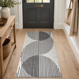 Black & Ivory Rug Striped for Living Room