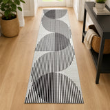 Black & Ivory Rug Striped for Living Room