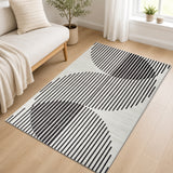 Black & Ivory Rug Striped for Living Room