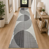 Black & Ivory Rug Striped for Living Room