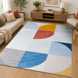 Multicolour Geometric Style Soft Area Rugs For Bedroom