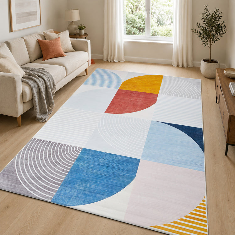 Multicolour Geometric Style Soft Area Rugs For Bedroom