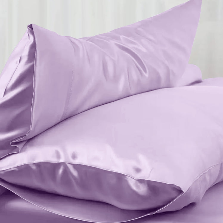 Satin Silk Pillowcases Pair Lavender