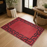 Greeky Non Slip Area Rug Maroon & Black
