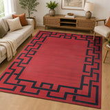 Greeky Non Slip Area Rug Maroon & Black